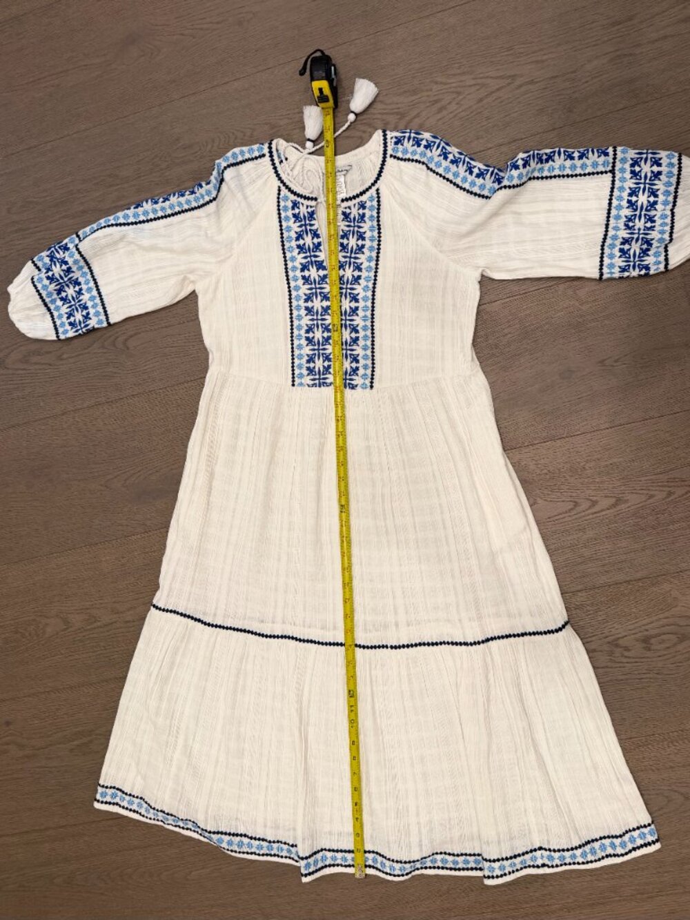 Tommy Bahama Womens White Blue Embroidered Cotton Gauze Midi Dress S - Picture 6 of 7